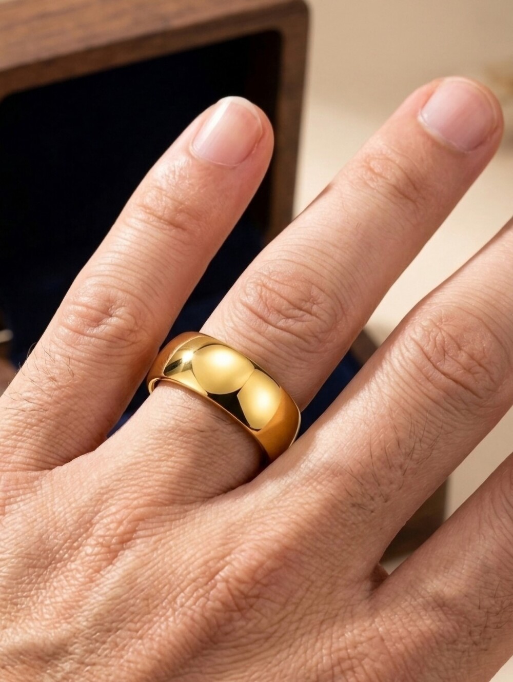 8mm Tungsten Gold Wedding Band - Picture 3 of 5